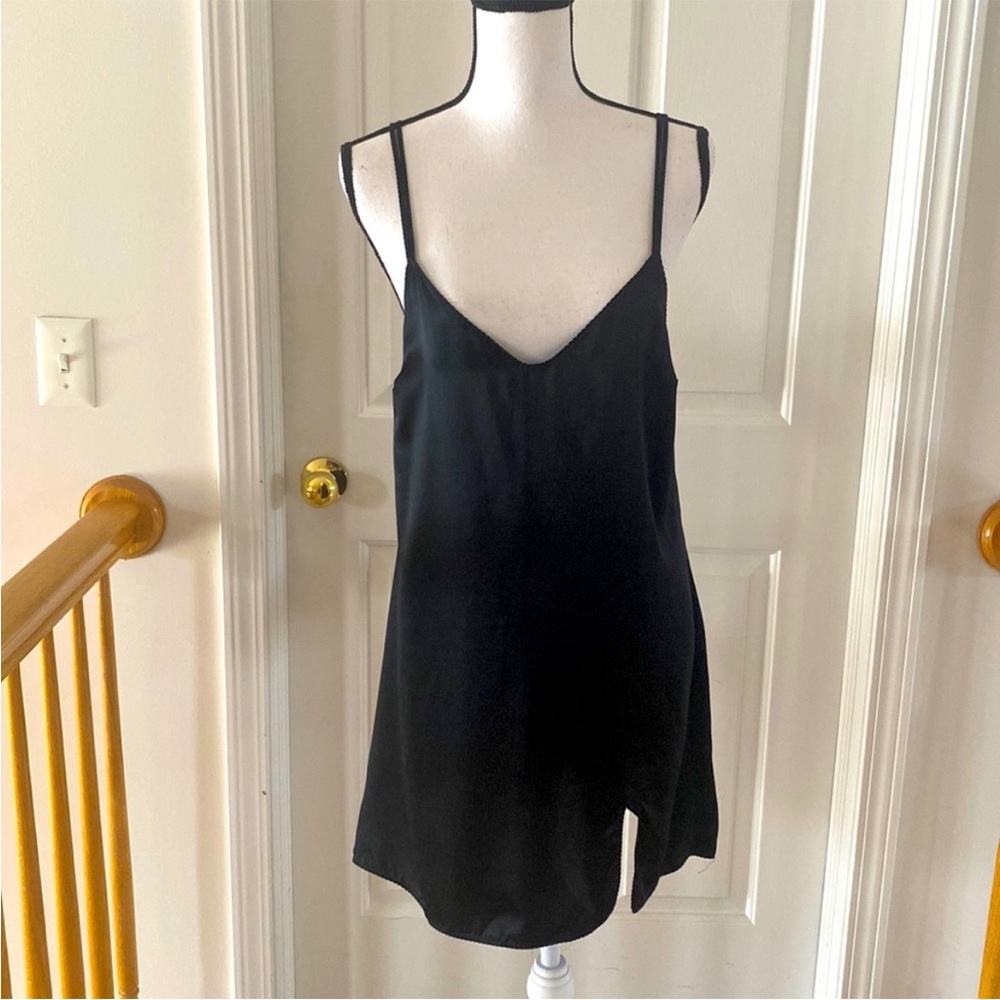 Short black slip dress